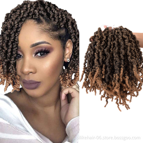 10 inch  Short Curly Bomb Spring Twist Crochet Braids Ombre Fluffy Passion Twist Braiding Hair Synthetic Hair Extensions